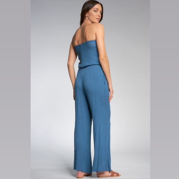Elan Brielle Strapless Jumpsuit Dark Denim - Picture 2 of 11